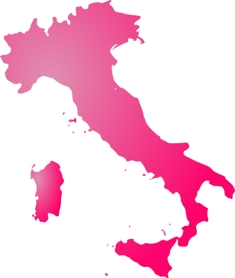 Map of Italy outlining countries without additional regional detail