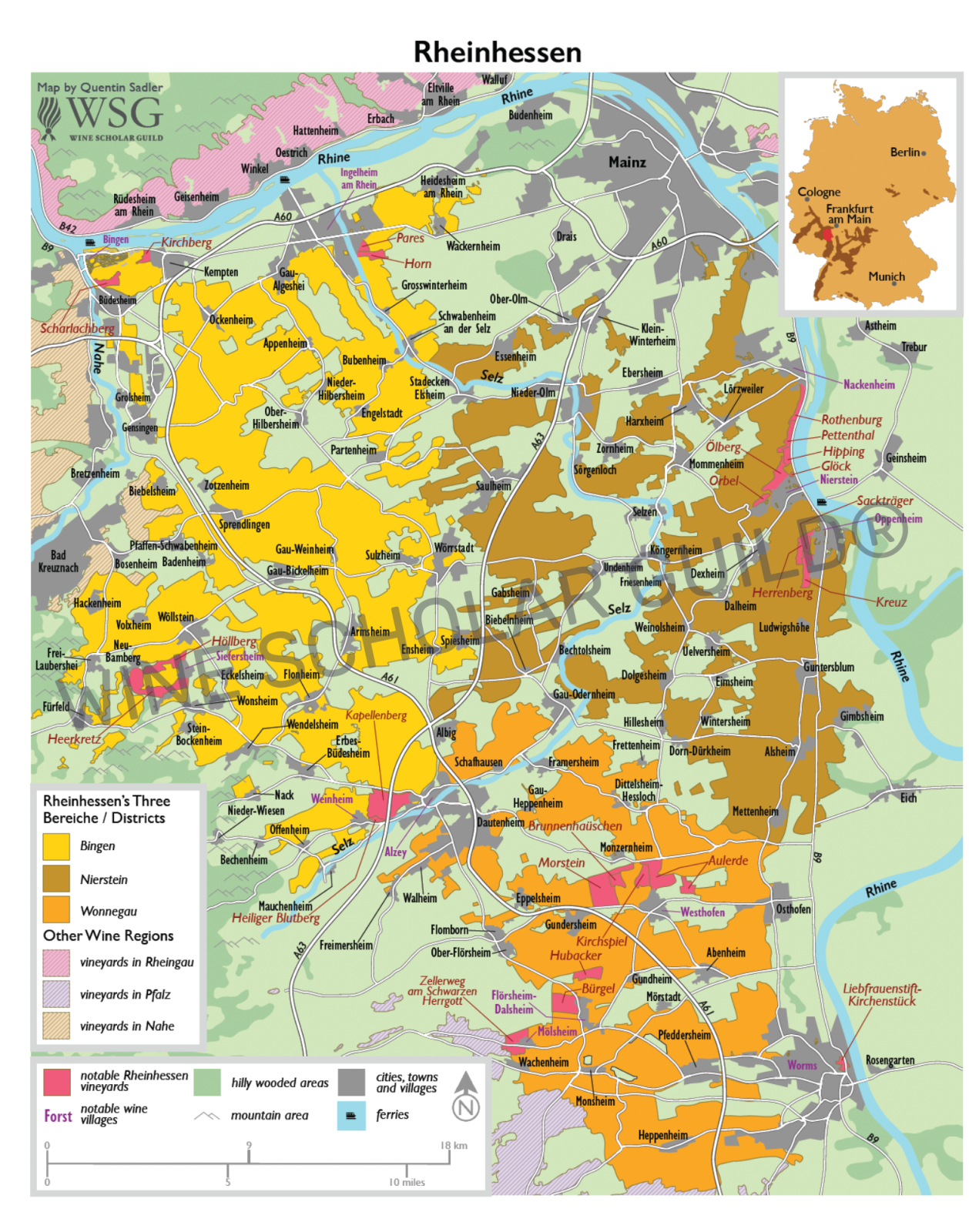 Map of Rheinhessen wine regions Map of Rheinhessen wine regions