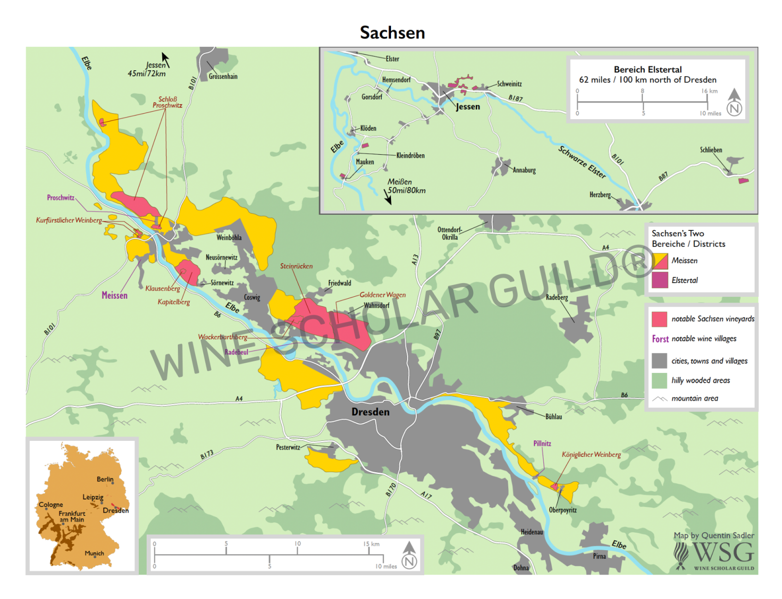 Map of Sachsen wine regions