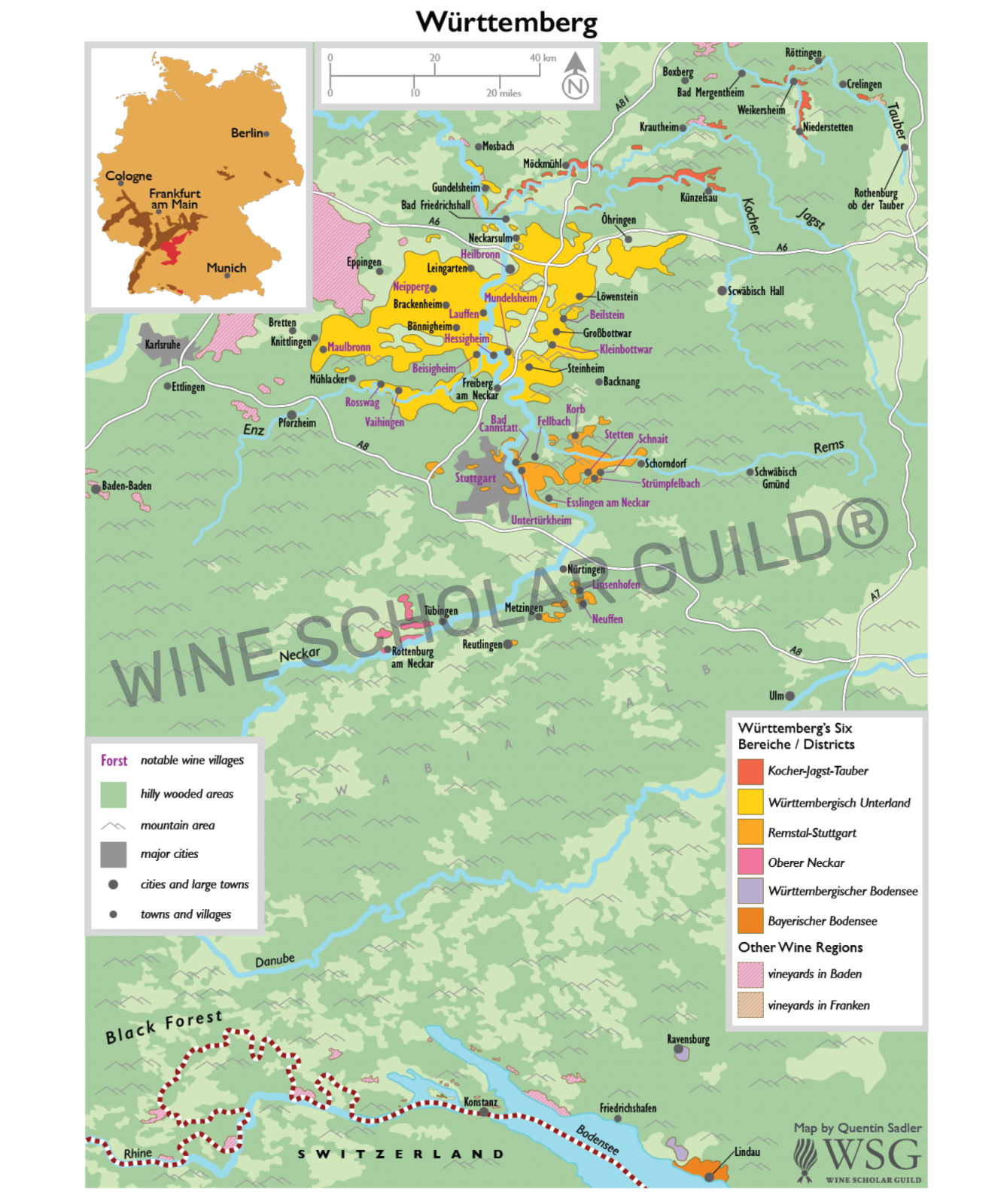 Map of Württemberg wine regions