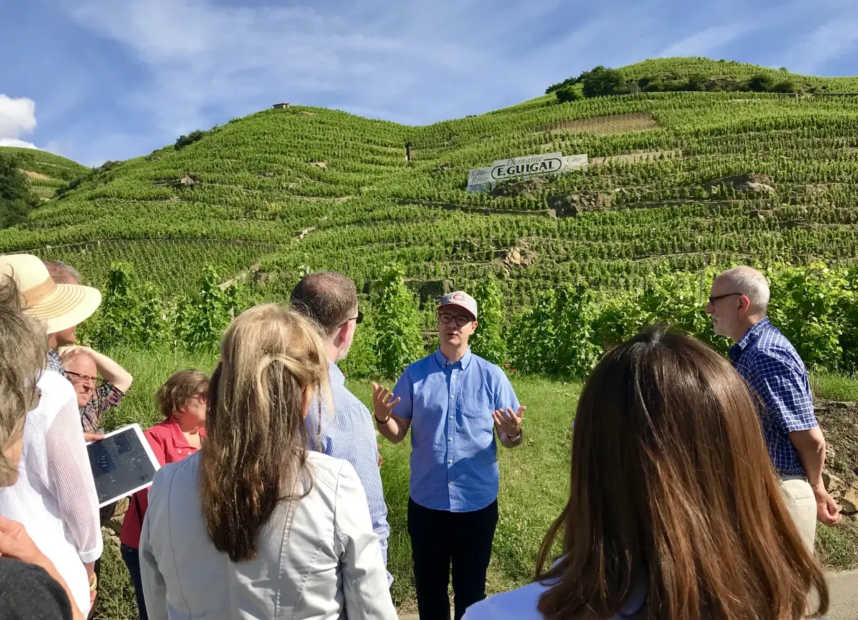Wine students during winery visit in the Rhone Valley Tour